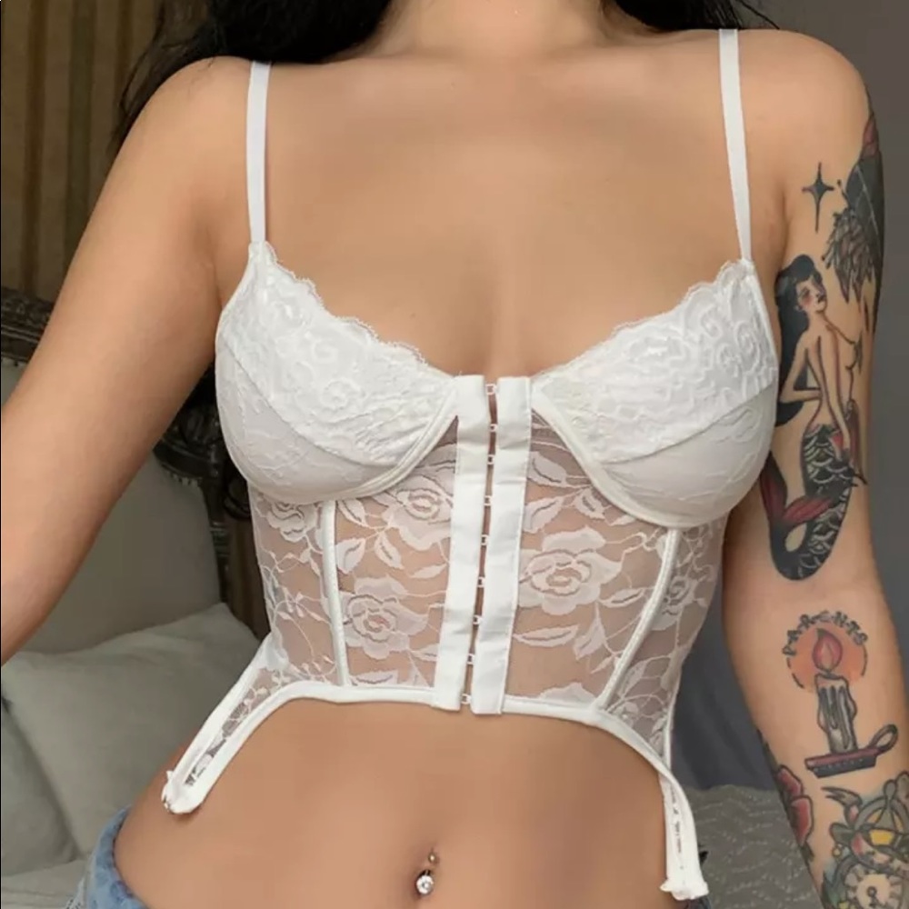 New white lace corset bustier top crop M
